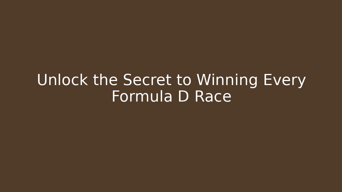 Unlock the Secret to Winning Every Formula D Race - Critter Realm