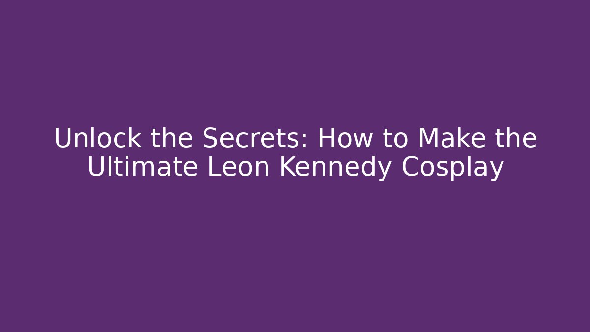 Unlock the Secrets: How to Make the Ultimate Leon Kennedy Cosplay