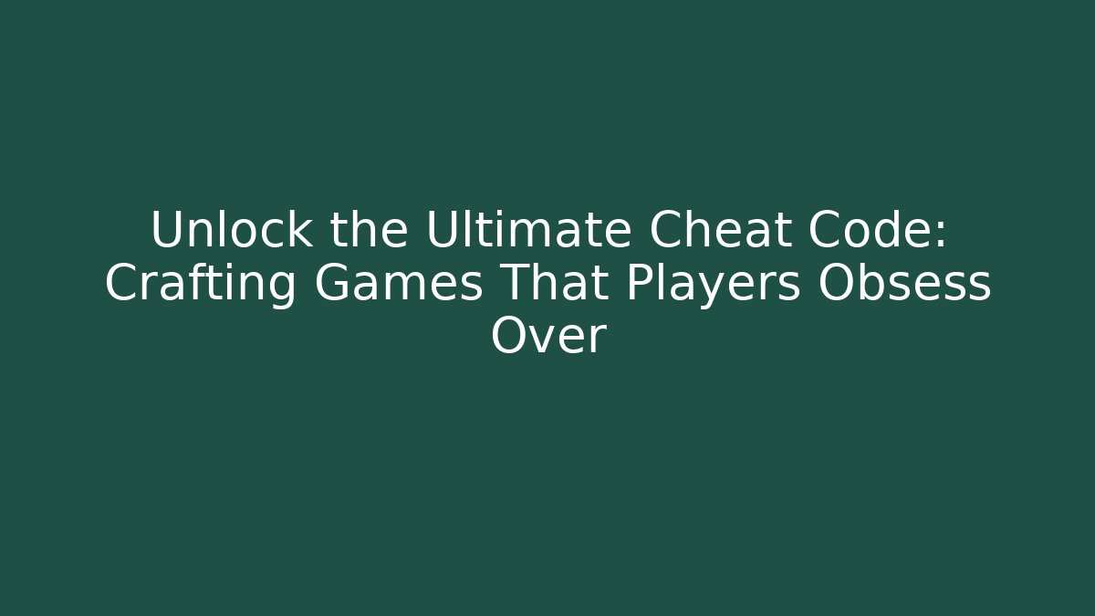 Unlock the Ultimate Cheat Code: Crafting Games That Players Obsess Over