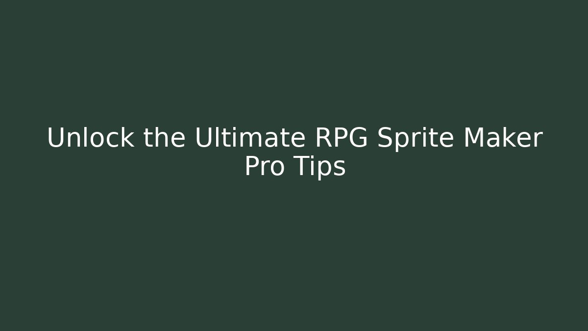 Unlock the Ultimate RPG Sprite Maker Pro Tips