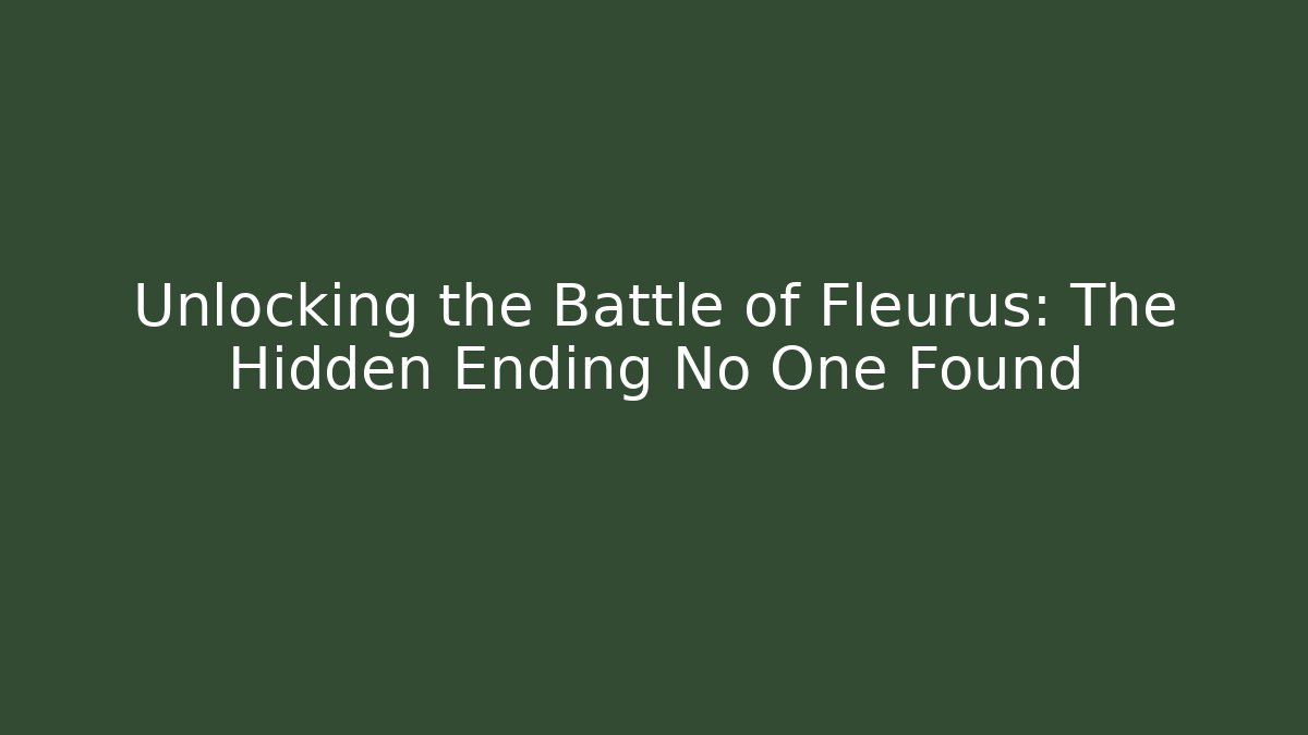 Unlocking the Battle of Fleurus: The Hidden Ending No One Found