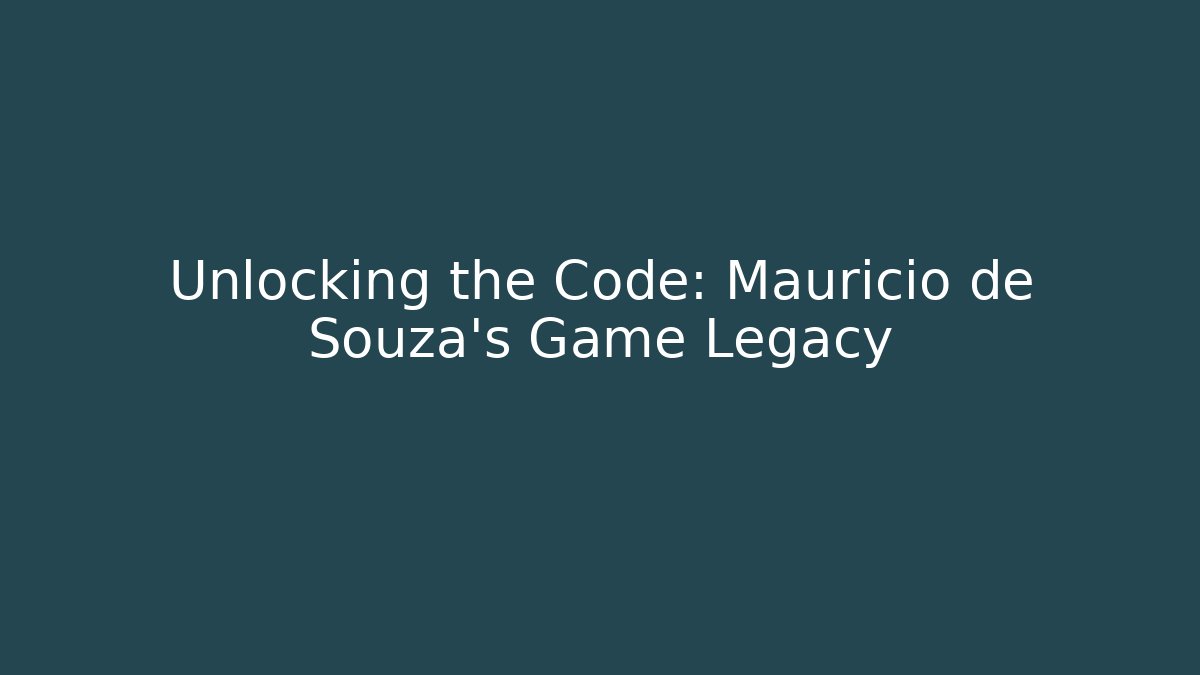 Unlocking the Code: Mauricio de Souza's Game Legacy - Critter Realm