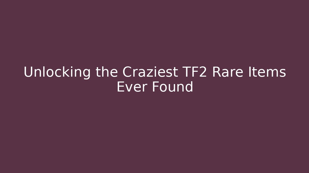 Unlocking the Craziest TF2 Rare Items Ever Found - Critter Realm