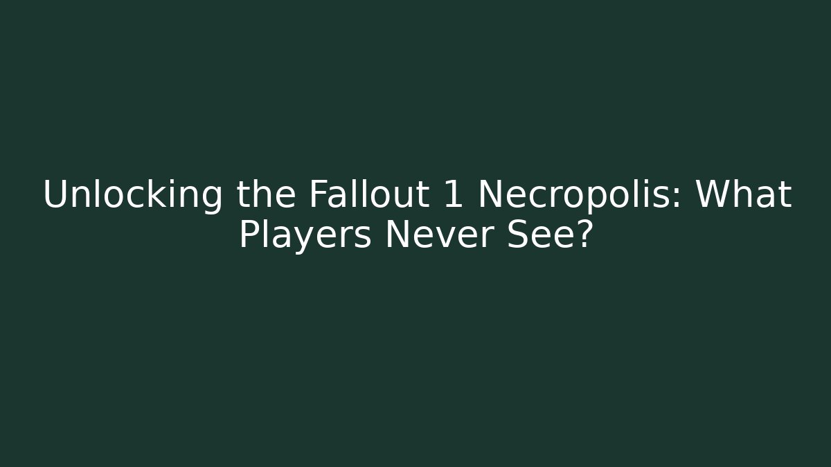 Unlocking the Fallout 1 Necropolis: What Players Never See? - Critter Realm