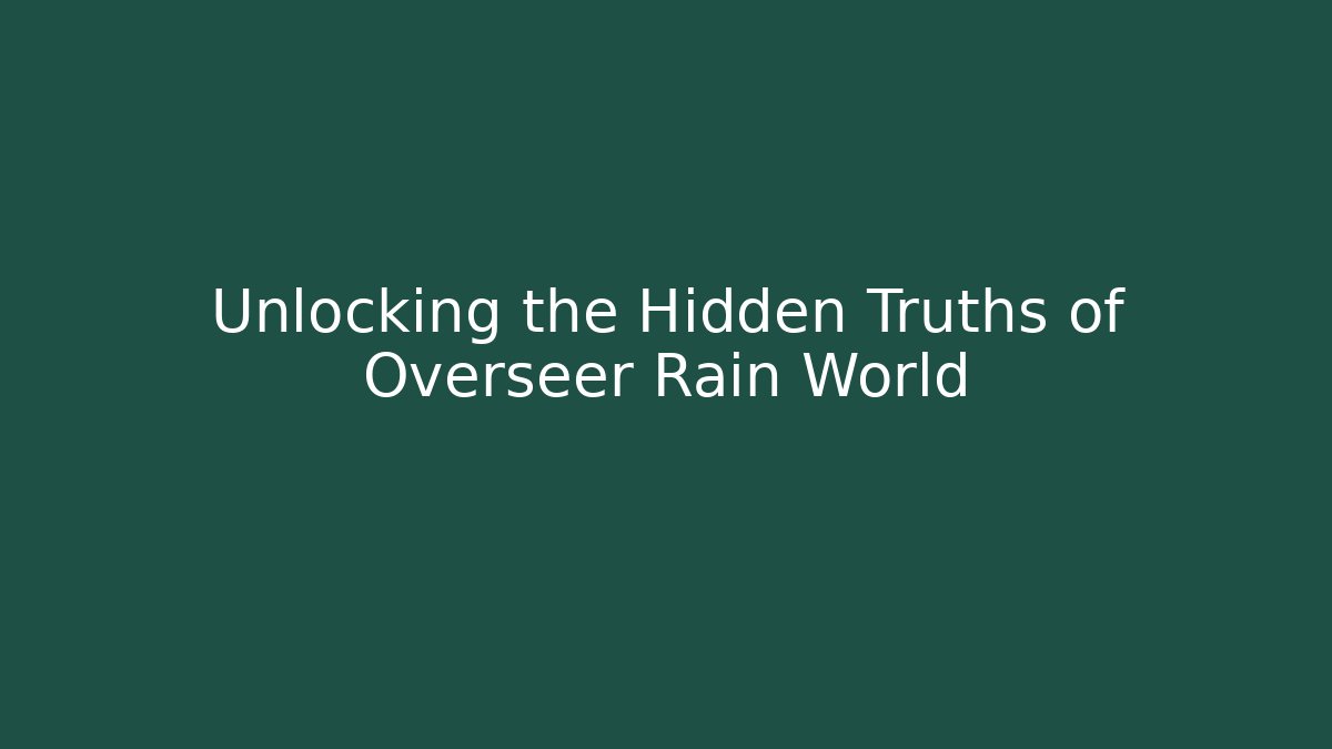 Unlocking the Hidden Truths of Overseer Rain World - Critter Realm
