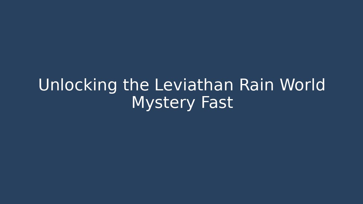 Unlocking the Leviathan Rain World Mystery Fast - Critter Realm