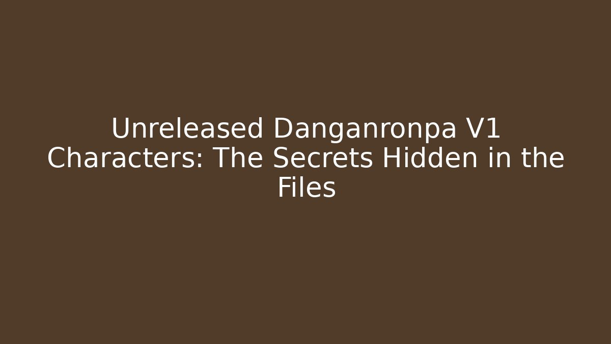 Unreleased Danganronpa V1 Characters: The Secrets Hidden in the Files