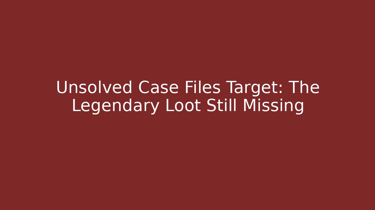 Unsolved Case Files Target: The Legendary Loot Still Missing - Critter Realm