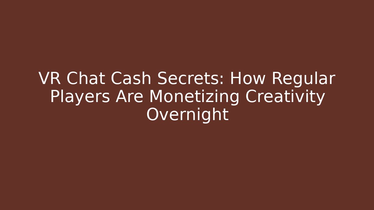 VR Chat Cash Secrets: How Regular Players Are Monetizing Creativity Overnight