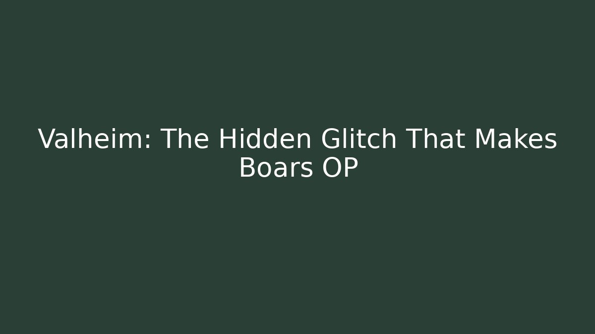 Valheim: The Hidden Glitch That Makes Boars OP - Critter Realm