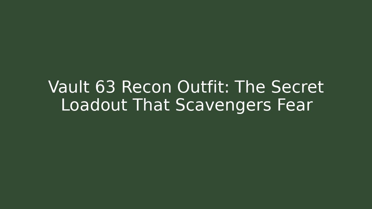 Vault 63 Recon Outfit: The Secret Loadout That Scavengers Fear