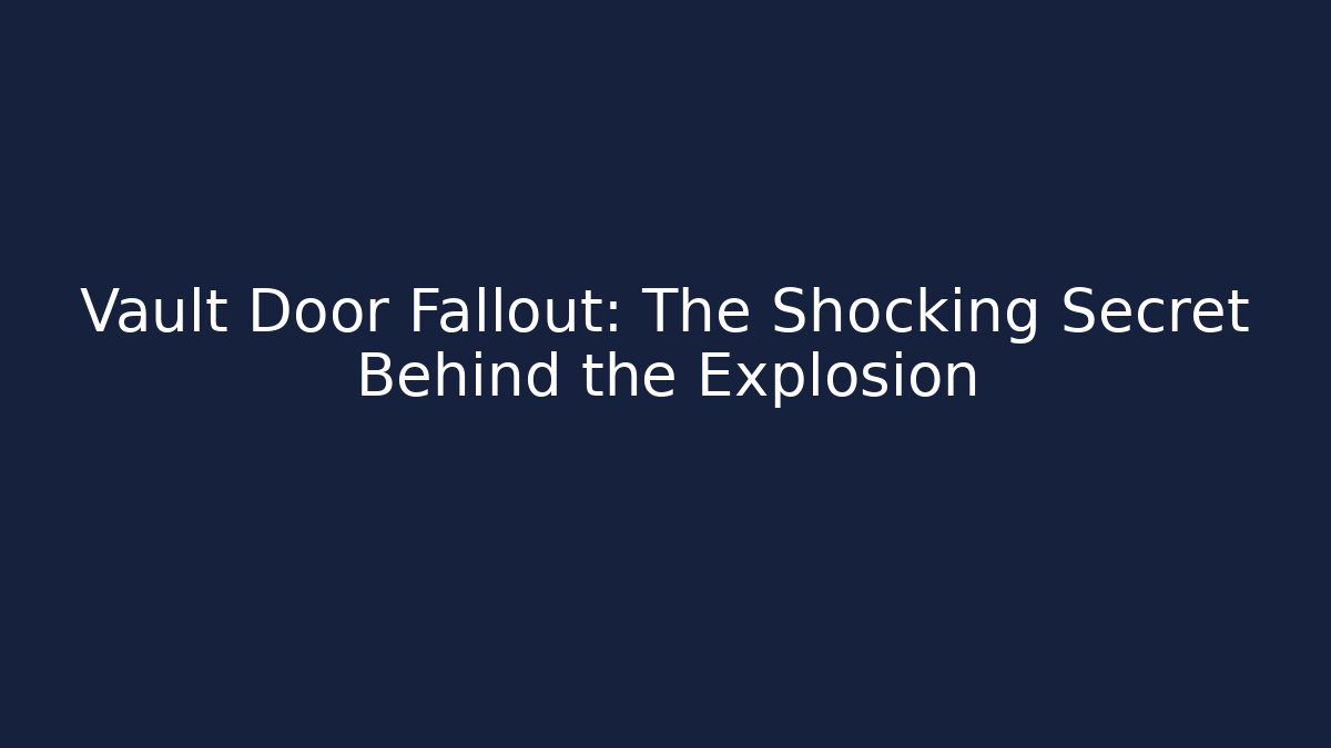 Vault Door Fallout: The Shocking Secret Behind the Explosion - Critter Realm