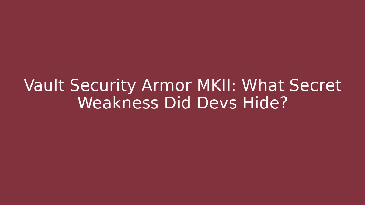 Vault Security Armor MKII: What Secret Weakness Did Devs Hide?