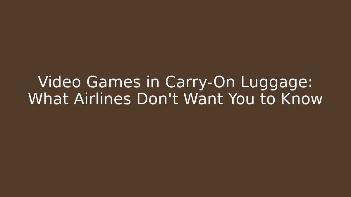 Video Games in Carry-On Luggage: What Airlines Don't Want You to Know