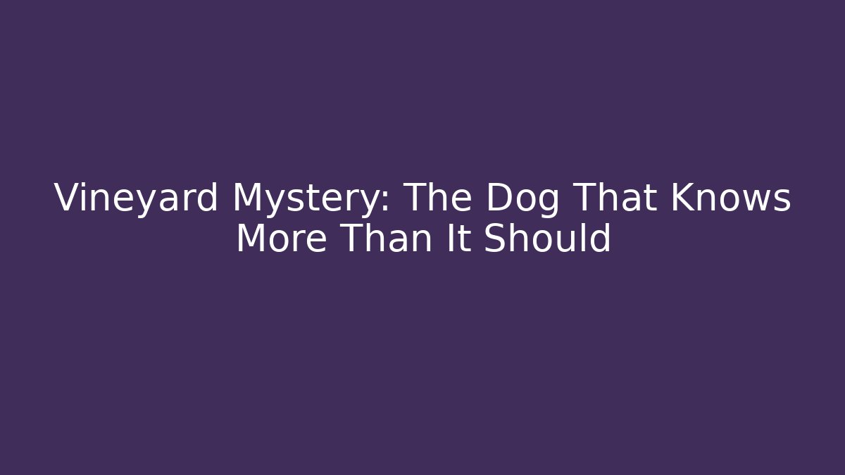 Vineyard Mystery: The Dog That Knows More Than It Should - Critter Realm