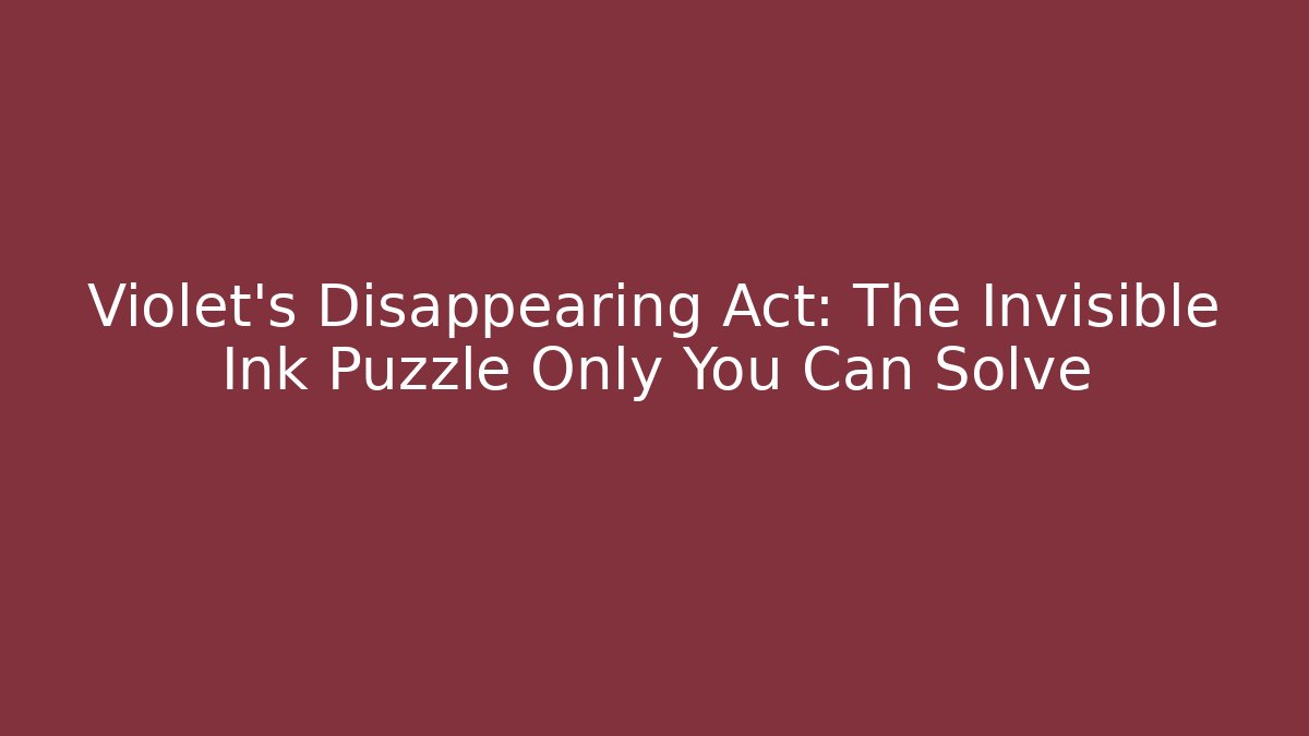 Violet’s Disappearing Act: The Invisible Ink Puzzle Only You Can Solve