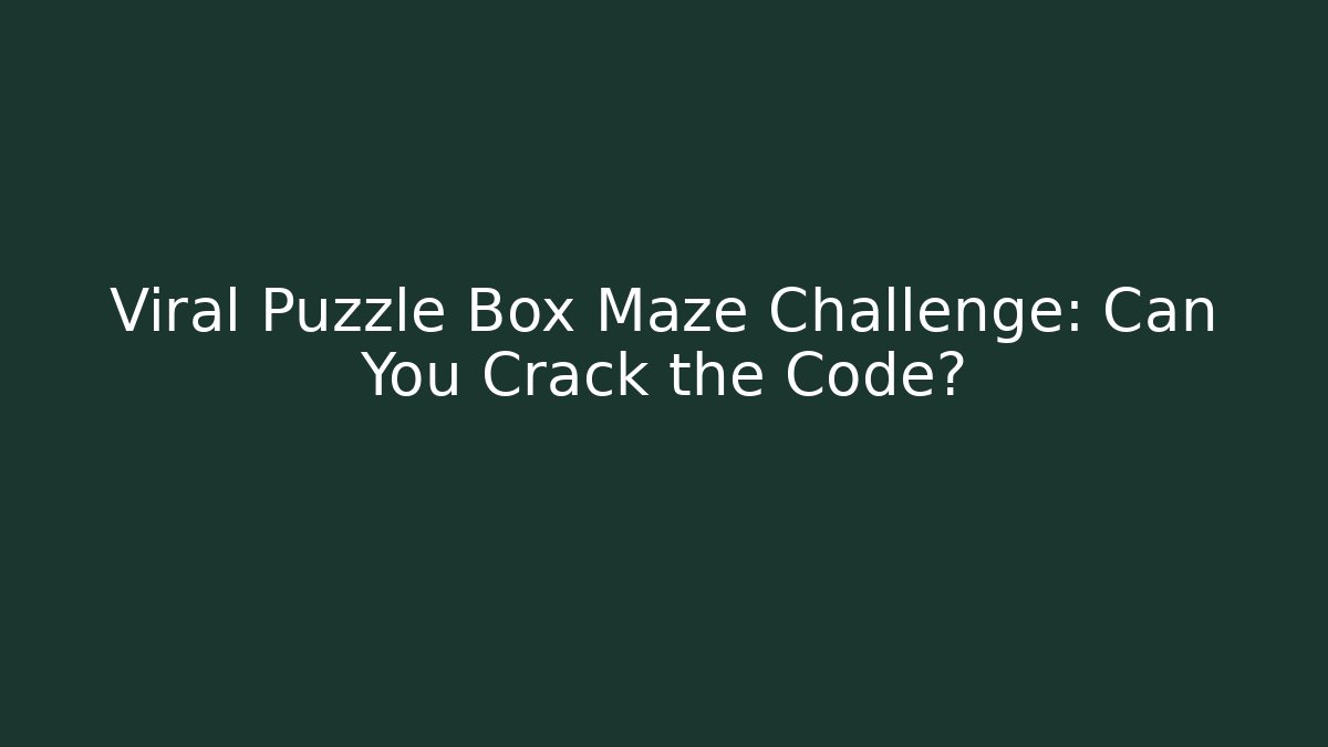 Viral Puzzle Box Maze Challenge: Can You Crack the Code?