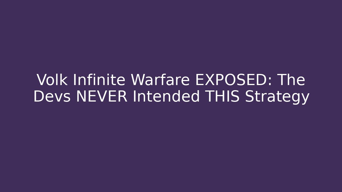 Volk Infinite Warfare EXPOSED: The Devs NEVER Intended THIS Strategy