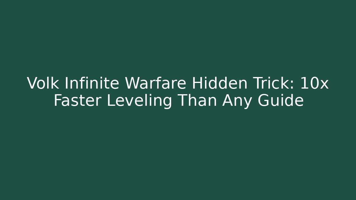 Volk Infinite Warfare Hidden Trick: 10x Faster Leveling Than Any Guide