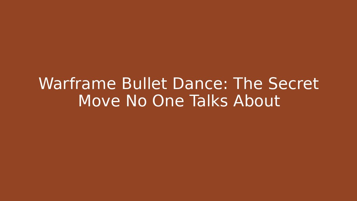 Warframe Bullet Dance: The Secret Move No One Talks About - Critter Realm