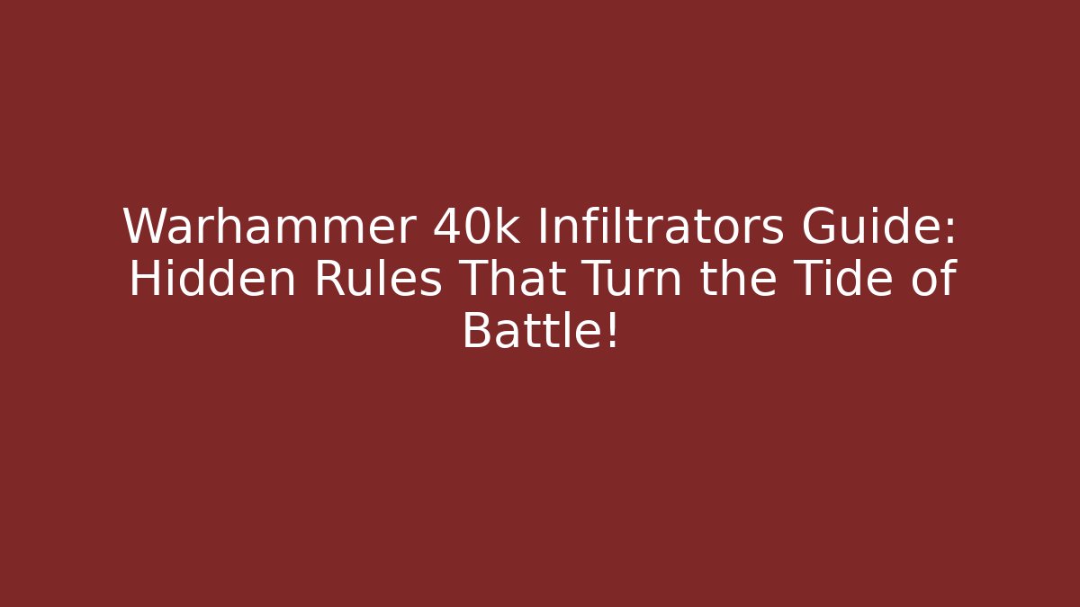 Warhammer 40k Infiltrators Guide: Hidden Rules That Turn the Tide of Battle!