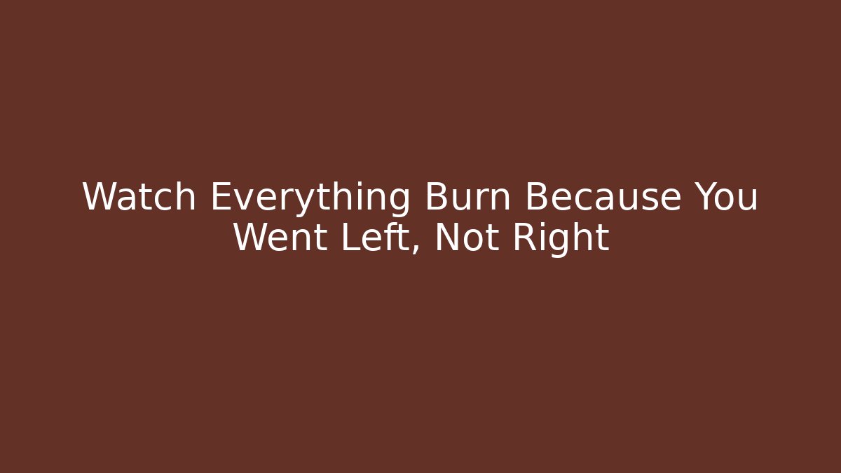 Watch Everything Burn Because You Went Left, Not Right