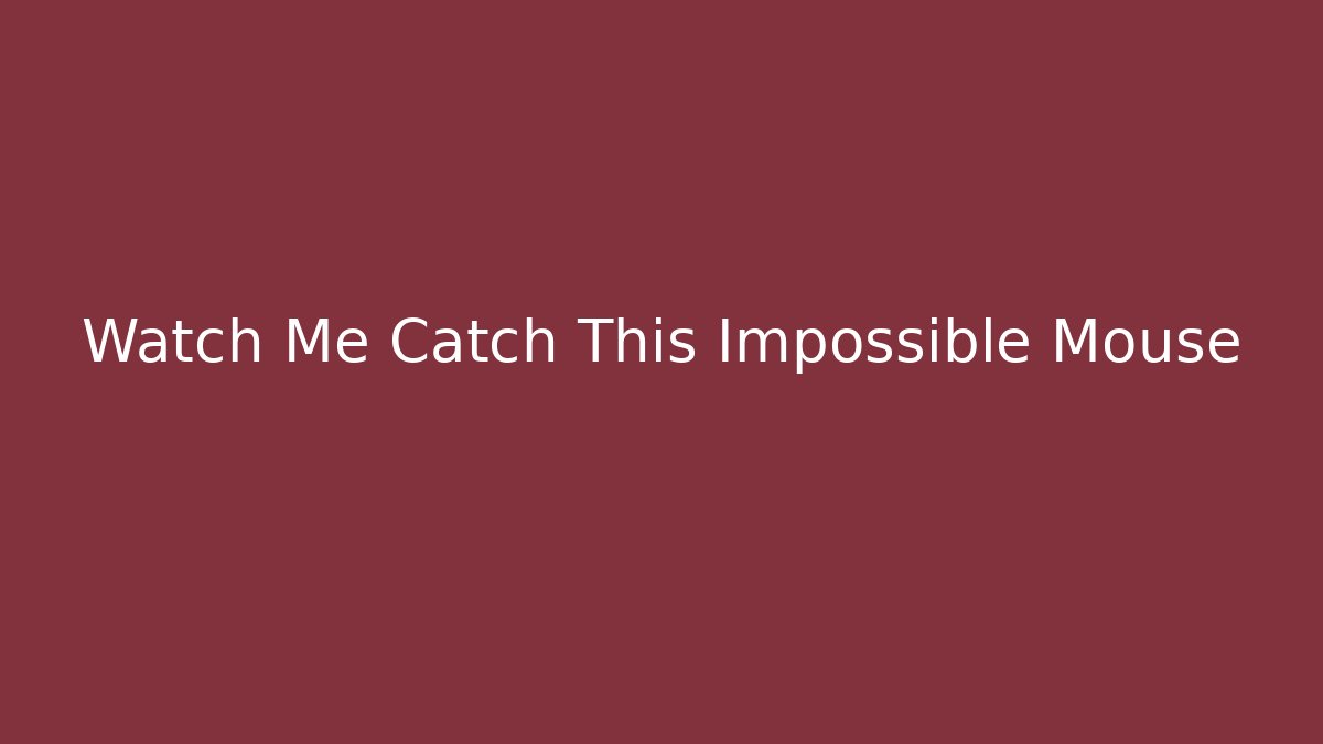 Watch Me Catch This Impossible Mouse - Critter Realm