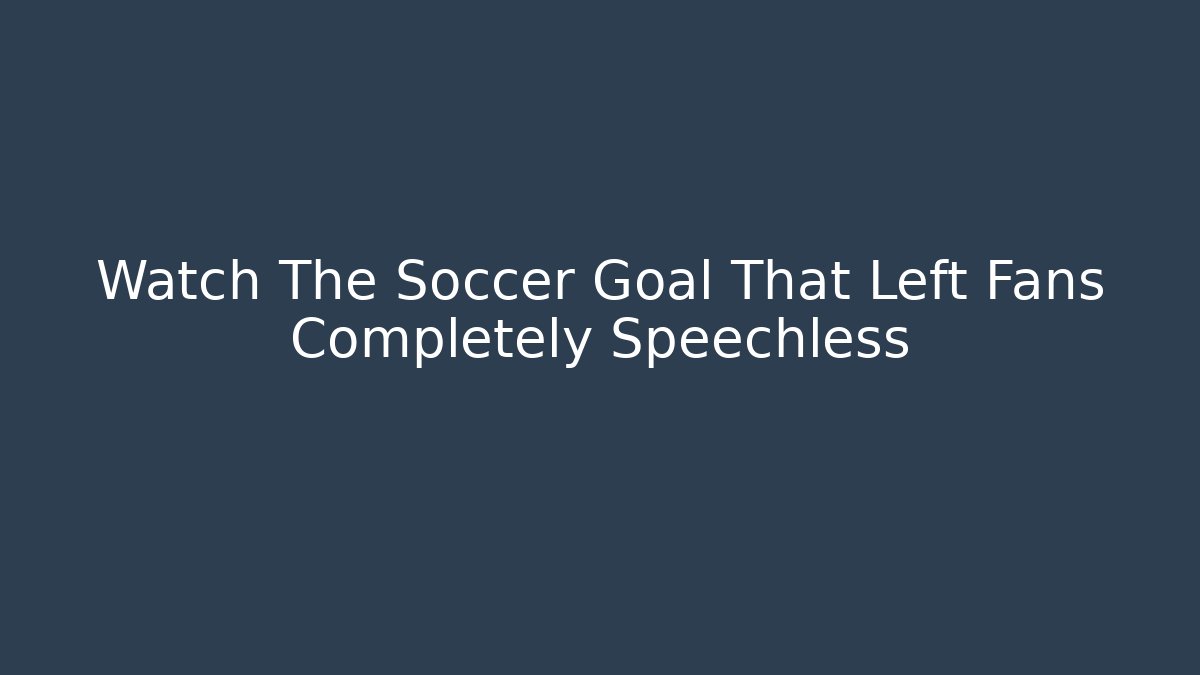 Watch The Soccer Goal That Left Fans Completely Speechless