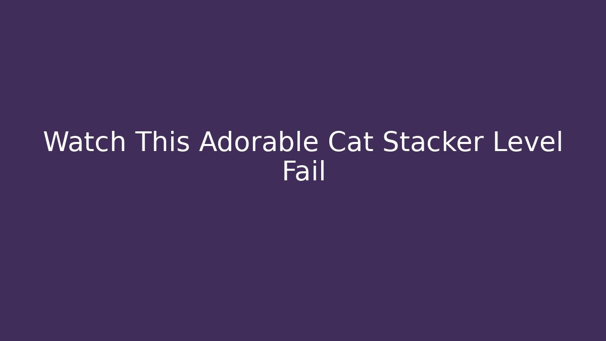 Watch This Adorable Cat Stacker Level Fail