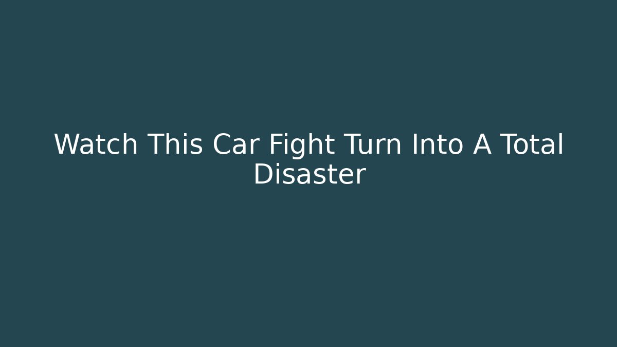 Watch This Car Fight Turn Into A Total Disaster