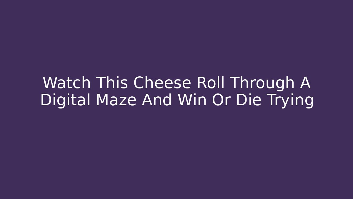 Watch This Cheese Roll Through A Digital Maze And Win Or Die Trying