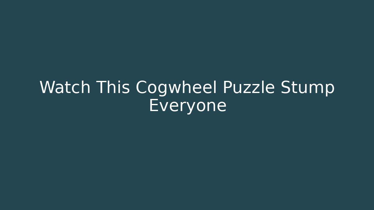 Watch This Cogwheel Puzzle Stump Everyone