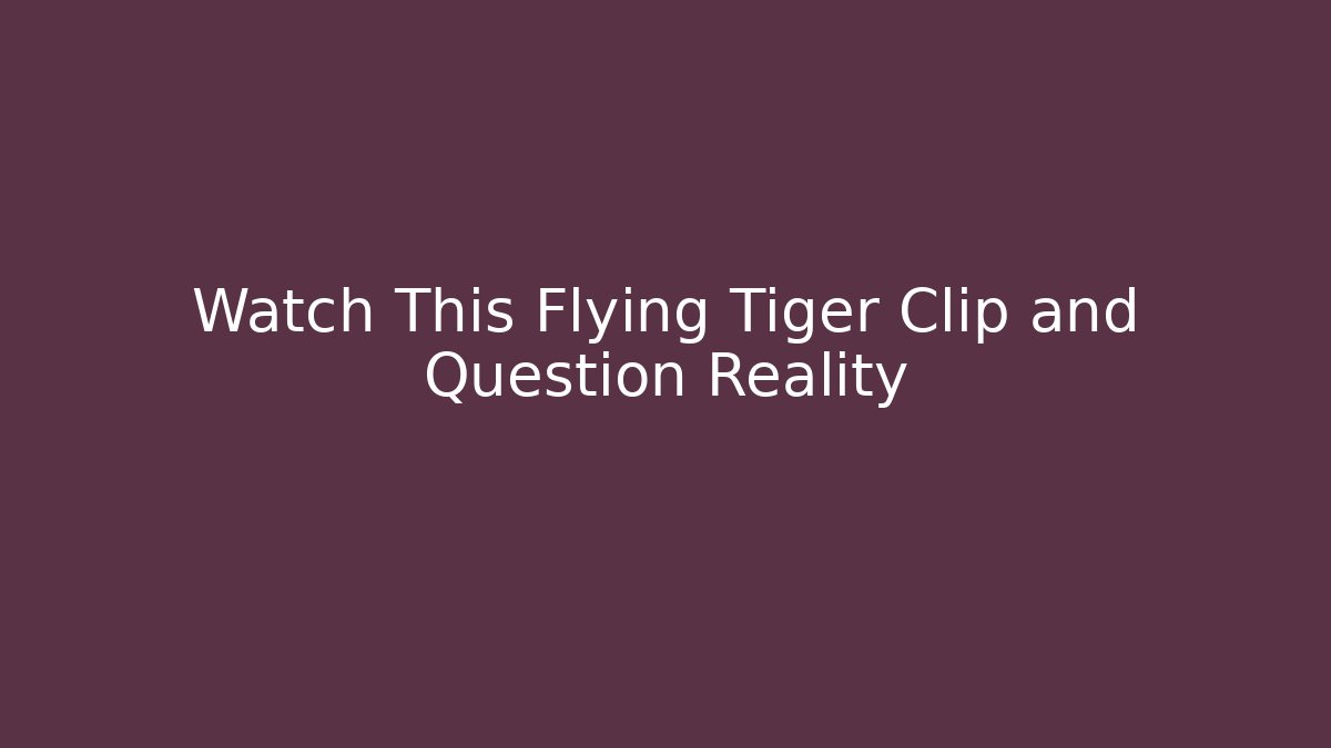 Watch This Flying Tiger Clip and Question Reality