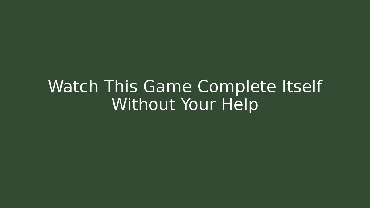 Watch This Game Complete Itself Without Your Help - Critter Realm