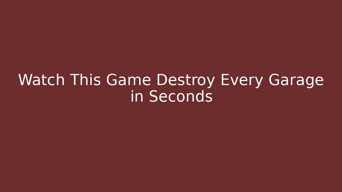Watch This Game Destroy Every Garage in Seconds - Critter Realm