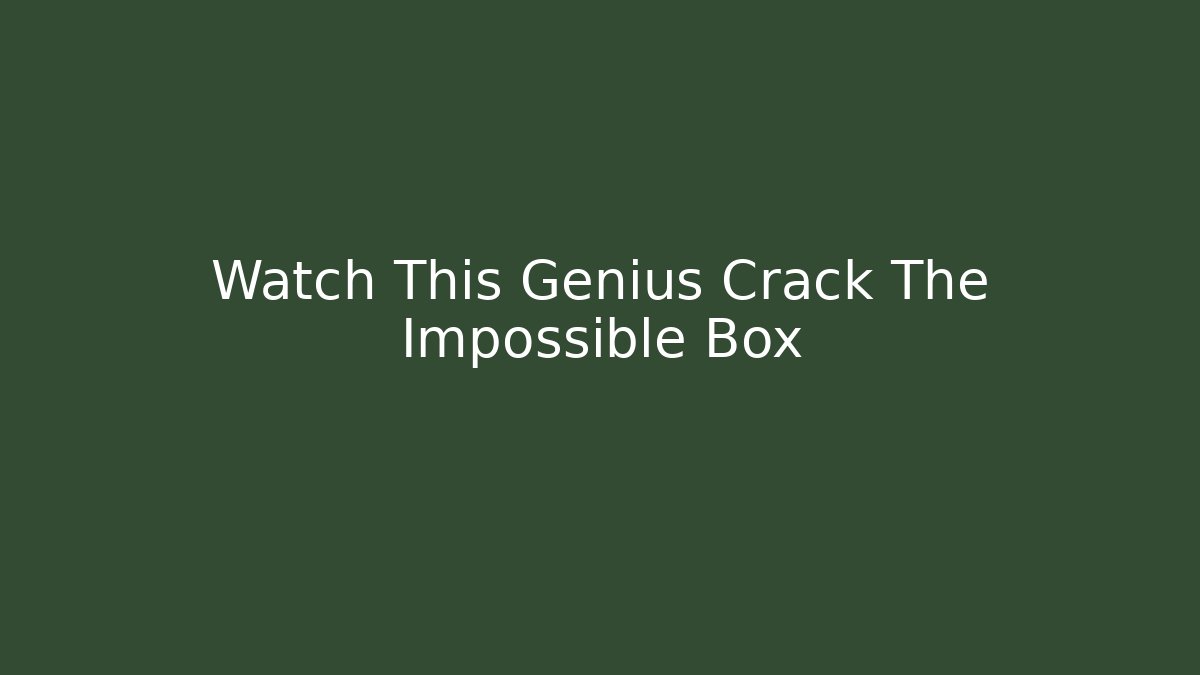 Watch This Genius Crack The Impossible Box