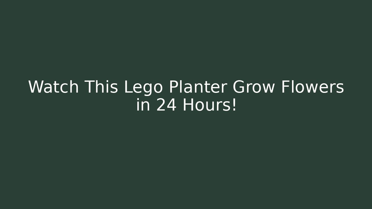 Watch This Lego Planter Grow Flowers in 24 Hours!