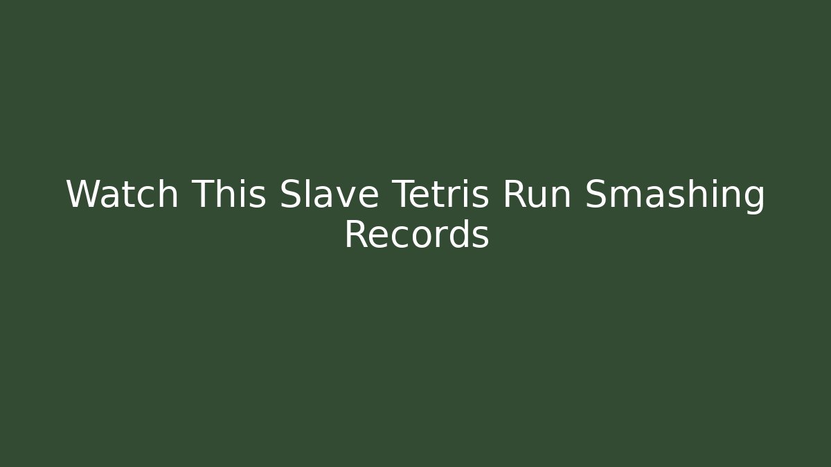 Watch This Slave Tetris Run Smashing Records - Critter Realm