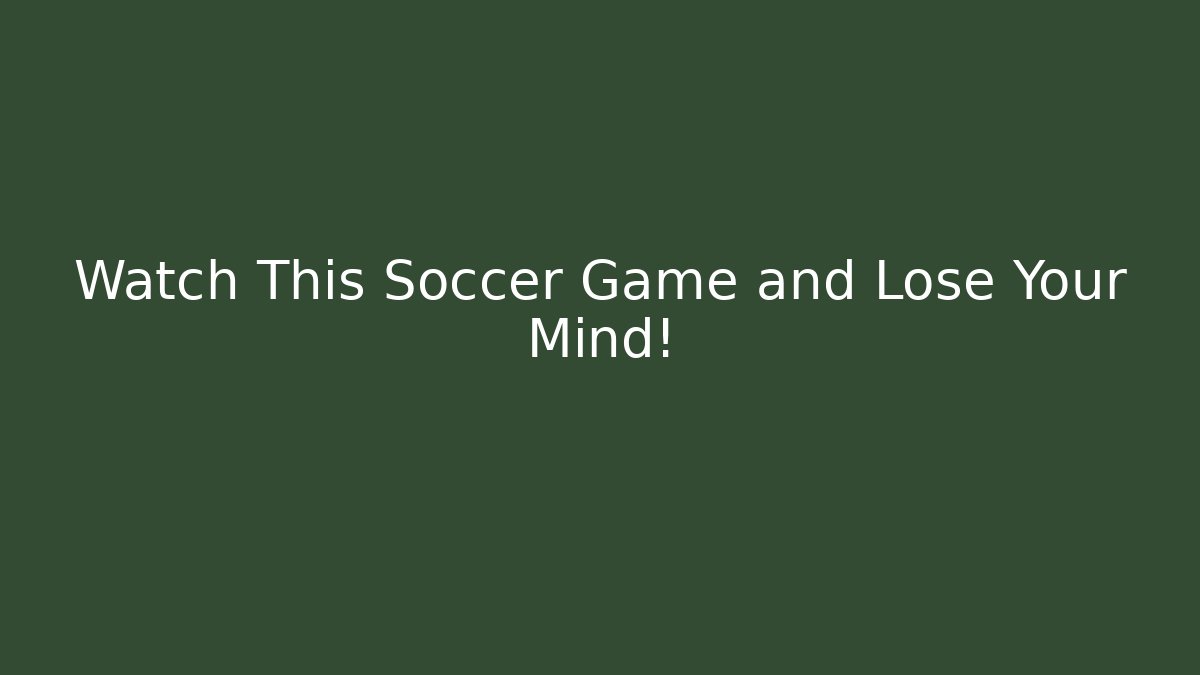 Watch This Soccer Game and Lose Your Mind!