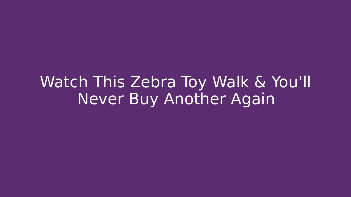 Watch This Zebra Toy Walk & You'll Never Buy Another Again