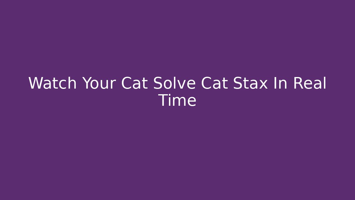 Watch Your Cat Solve Cat Stax In Real Time