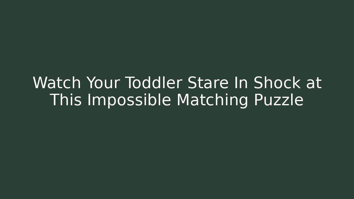 Watch Your Toddler Stare In Shock at This Impossible Matching Puzzle