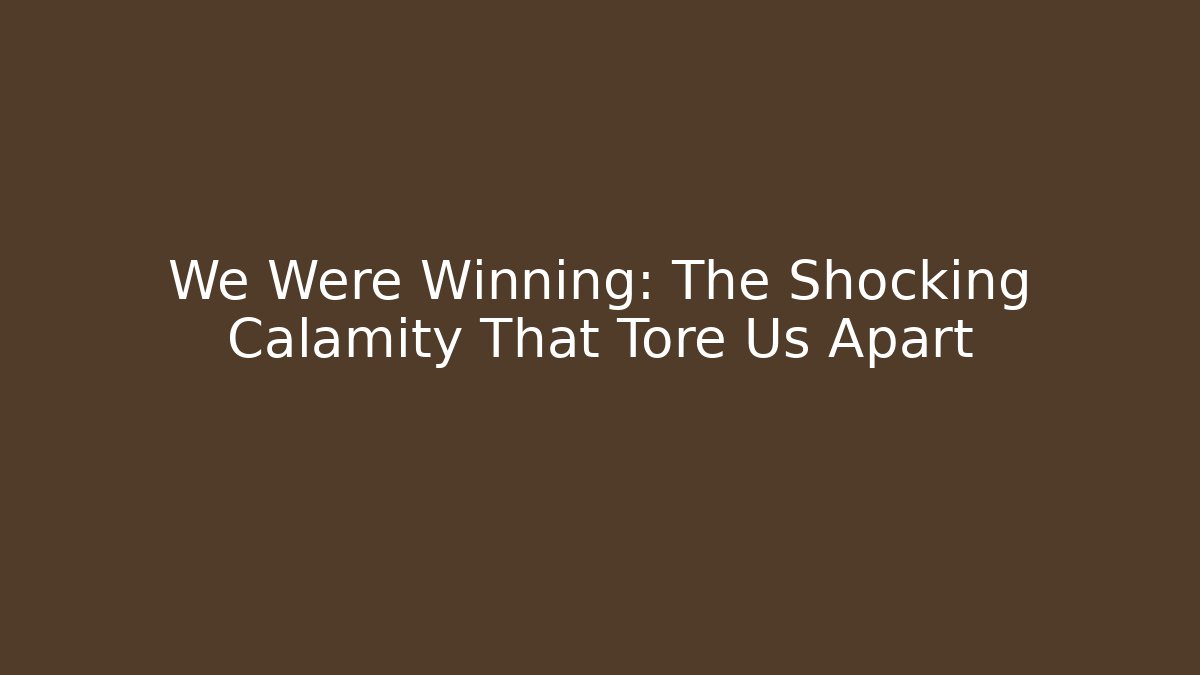 We Were Winning: The Shocking Calamity That Tore Us Apart