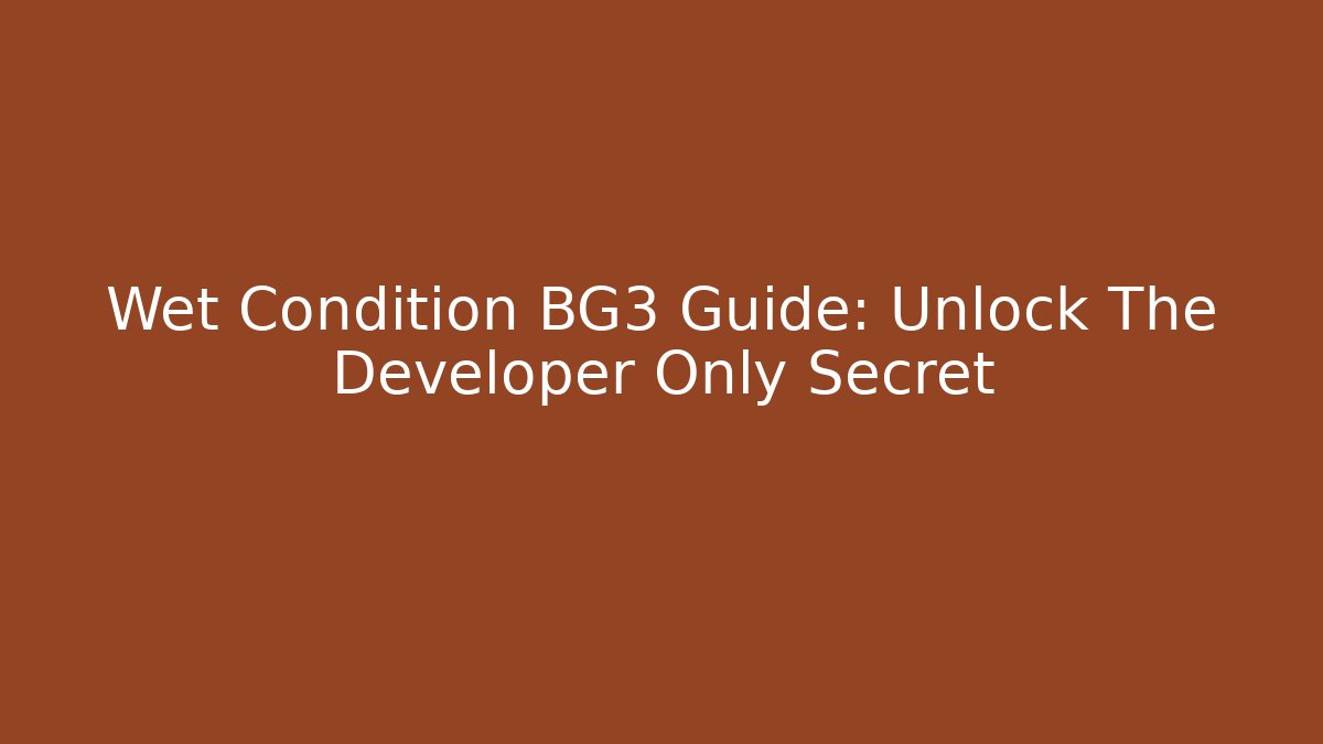 Wet Condition BG3 Guide: Unlock The Developer Only Secret
