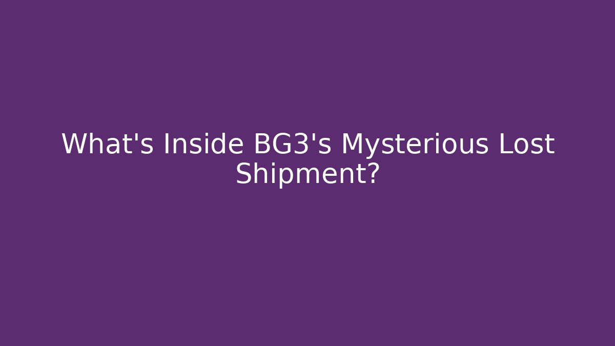 What's Inside BG3's Mysterious Lost Shipment?