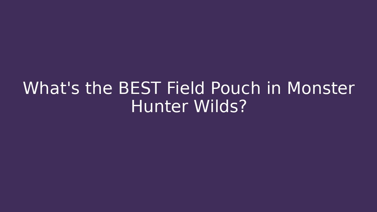 What's the BEST Field Pouch in Monster Hunter Wilds?