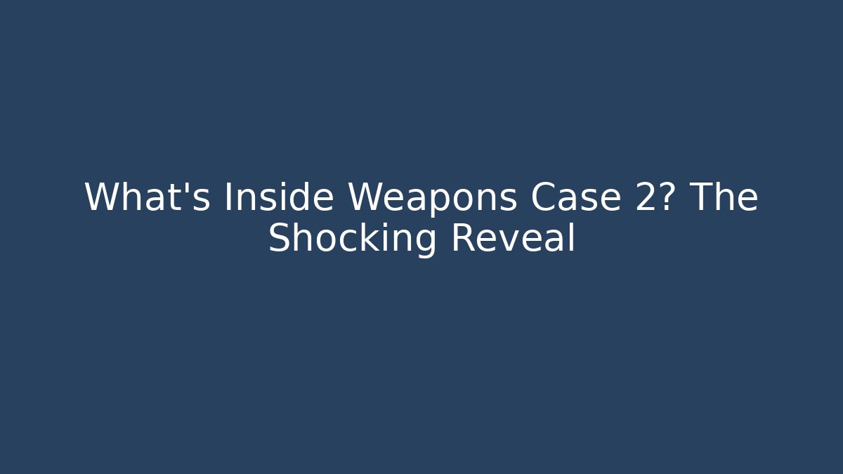 What’s Inside Weapons Case 2? The Shocking Reveal