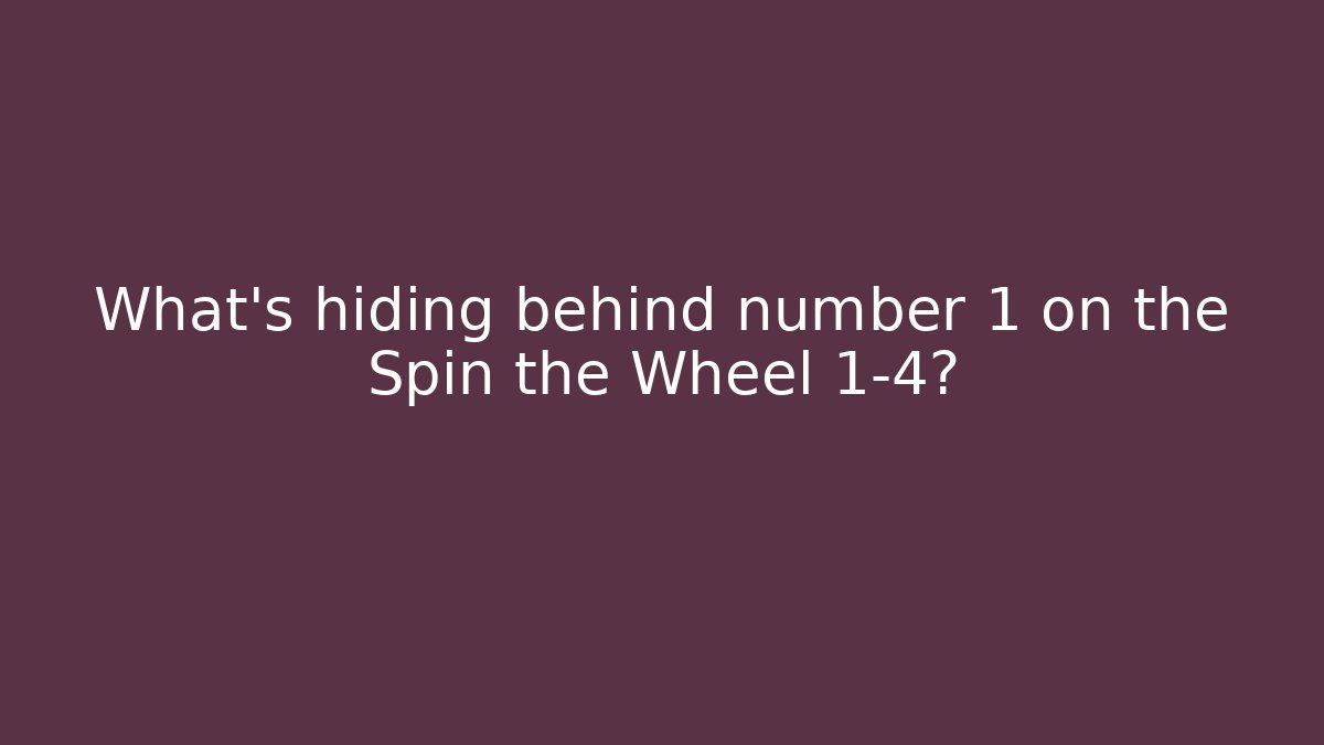 What’s hiding behind number 1 on the Spin the Wheel 1-4?