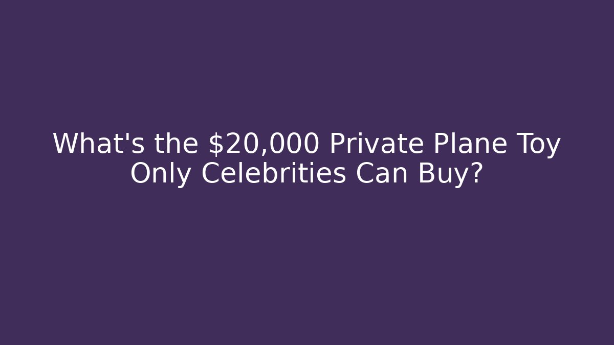 What’s the $20,000 Private Plane Toy Only Celebrities Can Buy?