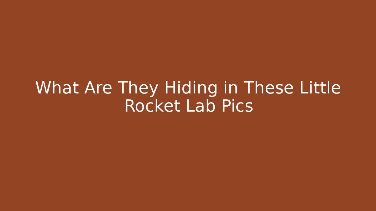 What Are They Hiding in These Little Rocket Lab Pics - Critter Realm